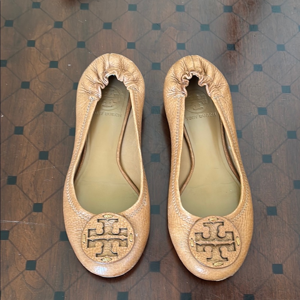 Tory Burch Tan Leather Ballet Flats